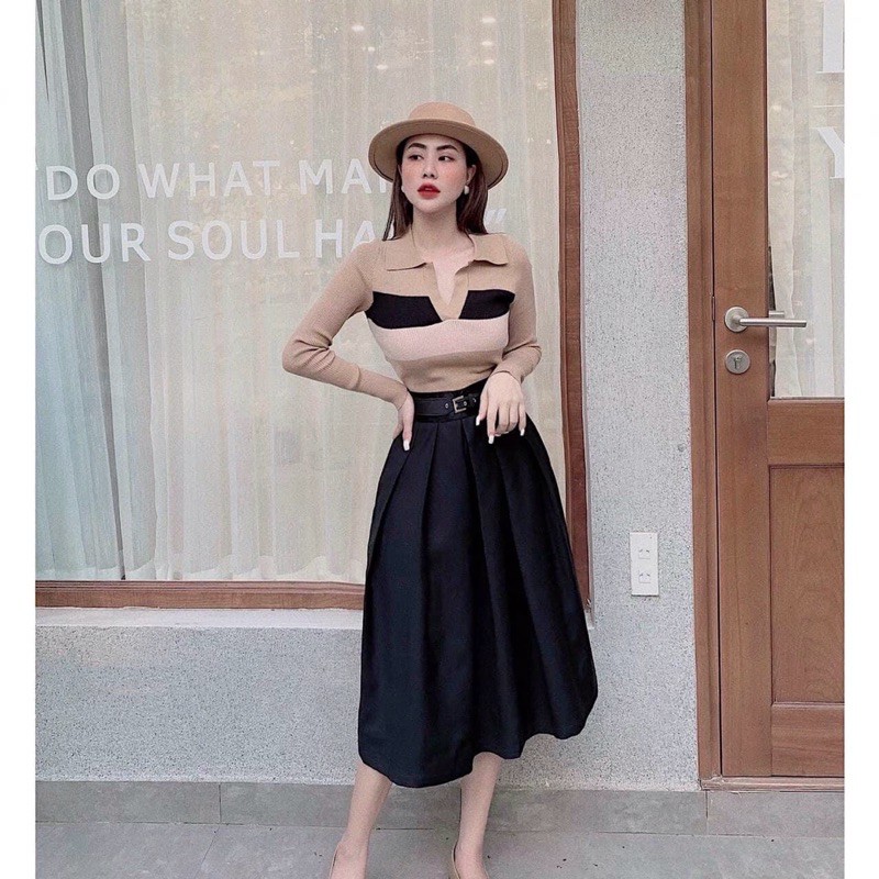 Váy thô đai da lộn
