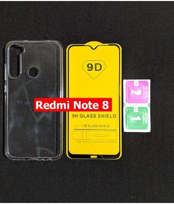 Bộ kính cường lực 9D full màn hình ốp lưng dẻo Xiaomi Redmi Note 8
