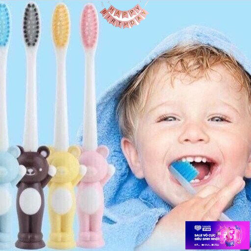 Set 4 Bàn Chải Xuất Nhật Hình Gấu Thỏ Ngộ Nghĩnh Cho Bé