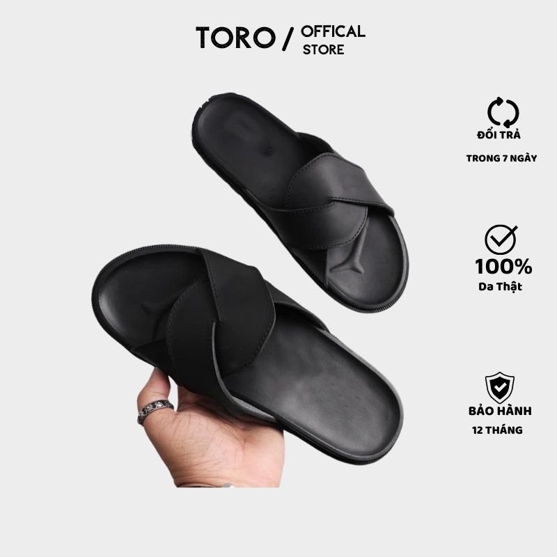 [HCM]Dép Nam, Dép Da Nam Quai Đan Chéo Da Bò Cao Cấp TORO _ A02