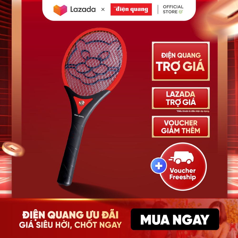 Vợt muỗi Điện Quang ĐQ EMR01 BLR (Đen - Đỏ)