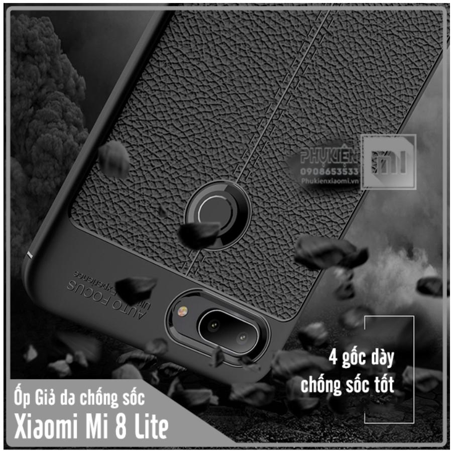 Ốp lưng Xiaomi Mi 8 Lite Giả da chống sốc Auto Focus