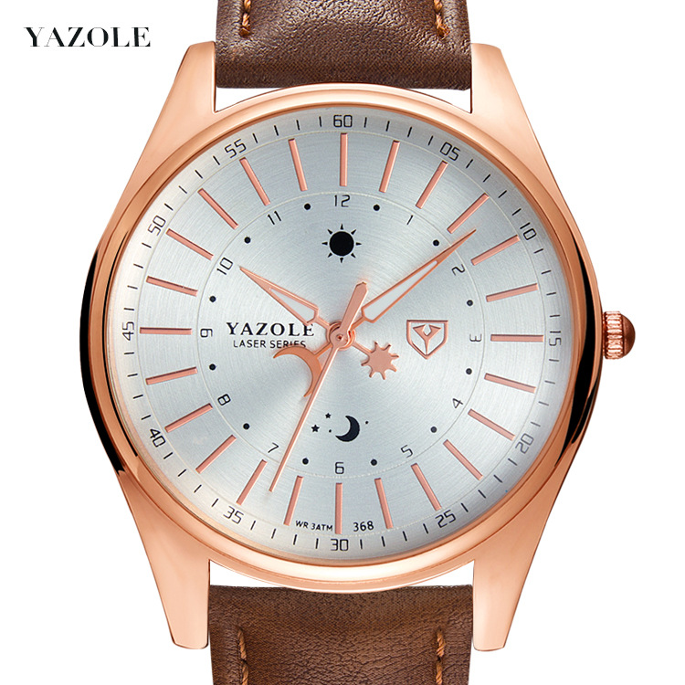 Đồng hồ nam Yazole 368 có dạ quang dây da thời trang sang trọng lịch lãm
