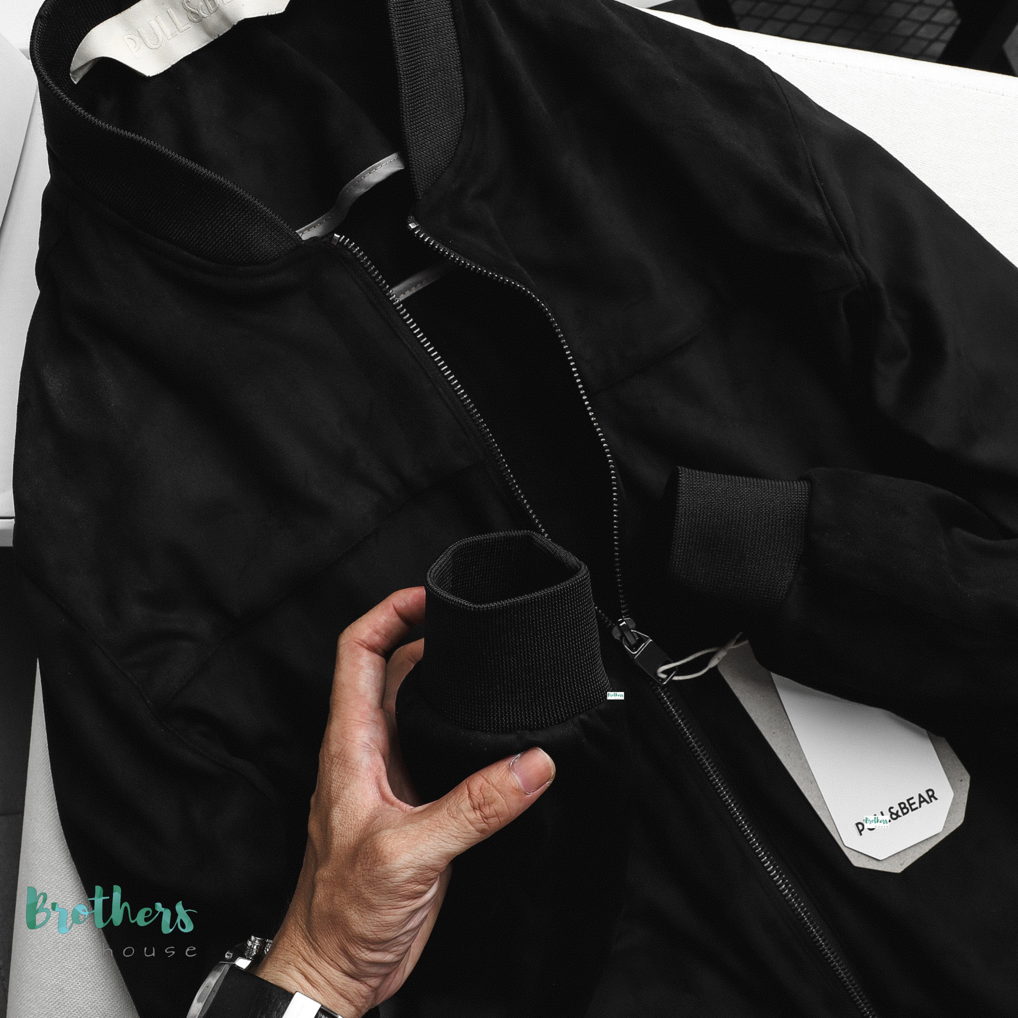 [HCM]Áo khoác bomber P&B da lộn trẻ trung xịn sò