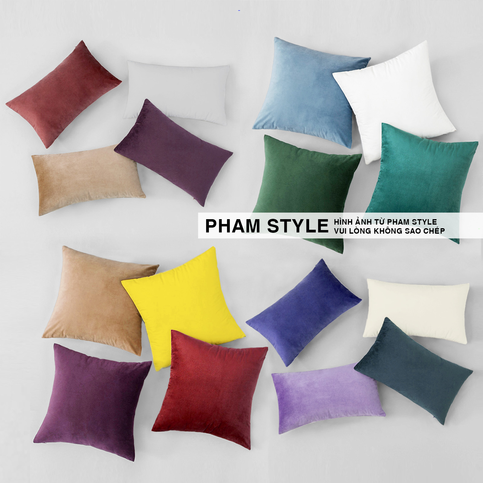 Gối Sofa Trang Trí VELVET, Vải Nhung (45x45cm) và (30x50cm)