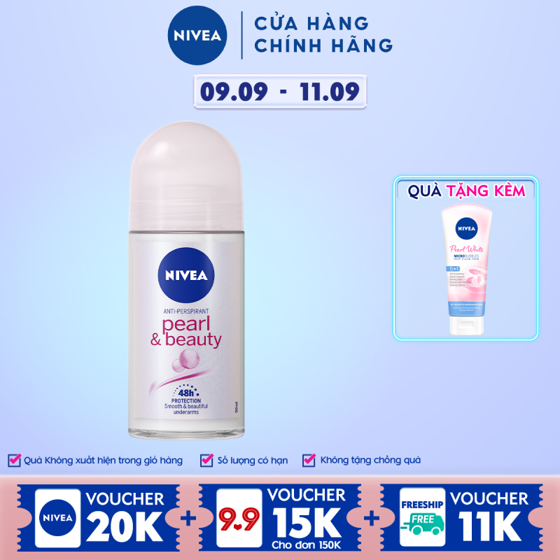 [Tặng Sữa Rửa Mặt 20gr] Lăn Ngăn Mùi NIVEA Pearl & Beauty Ngọc Trai Quyến Rũ (50ml) - 83735