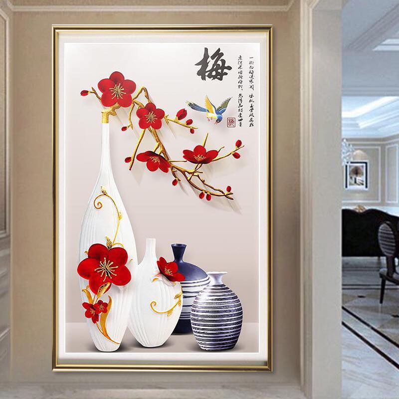 DECAL DÁN TƯỜNG BÌNH HOA PHONG THỦY 4