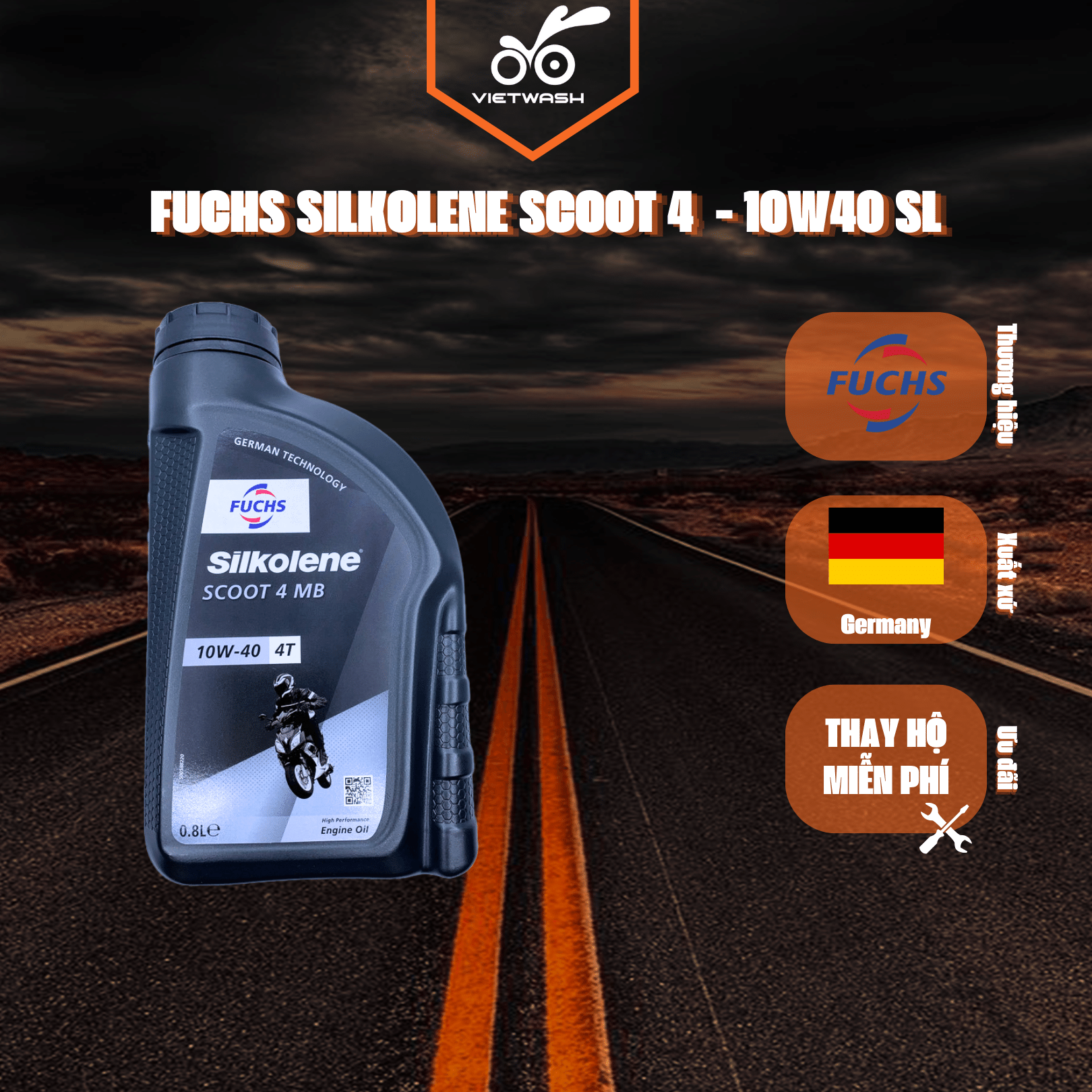 [FUCHS] Nhớt xe ga Fuchs Silkolene Scoot 4 10W40 API SL 800ml