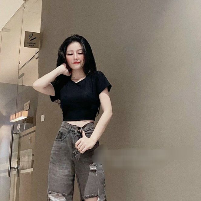 ÁO THUN NỮ ÁO TAY NGẮN DÁNG CROPTOP ĐAN DÂY PHÍA SAU HỞ LƯNG FORM 45KG(h)