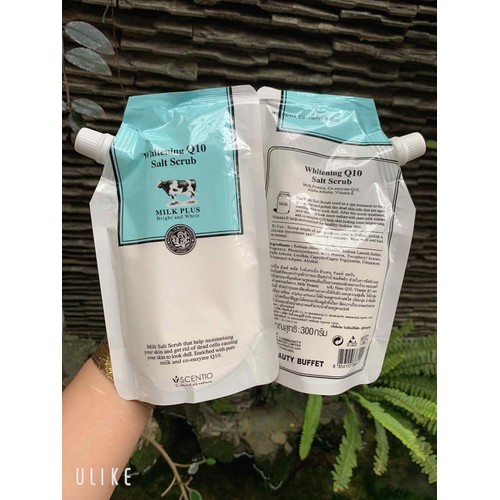 Muối Bò Scentio Milk Plus Whitening Q10 Salt Scrub 300g  Trắng Da , Tẩy Tế Bào Chết