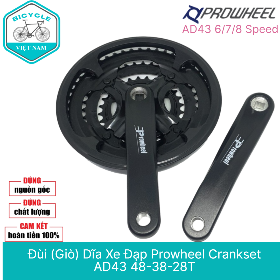 Đùi dĩa xe đạp prowheel crankset ad43 48-38-28t
