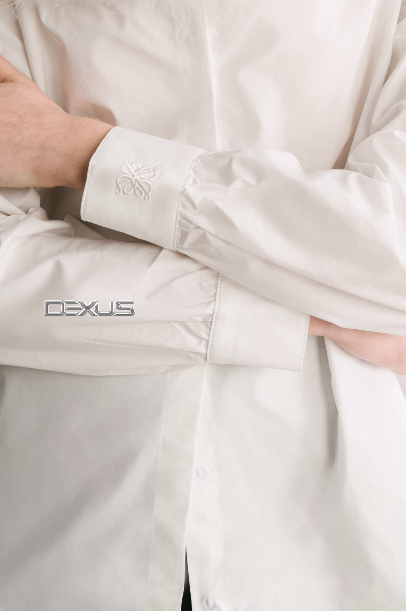 [DEXUS] ÁO TRỄ VAI MIX VIỀN LÔNG FEATHER TOP -  DXA140664