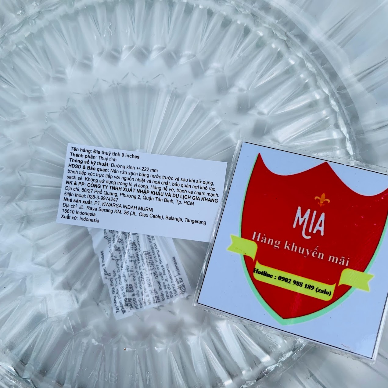 BỘ 4 ĐĨA THỦY TINH 22CM INDONESIA HKM (DĨA SỨ)