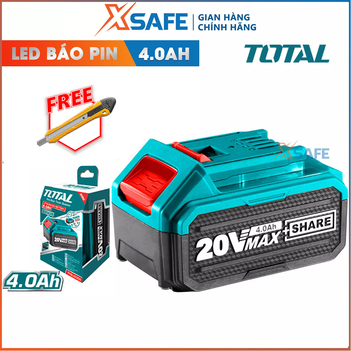 Lithium battery 20V/4.0ah total TFBLI2002.Pin lithium 20V used for many kinds of machine Total Battery 20V, with LED indicators for battery-distribution genuine xsafe