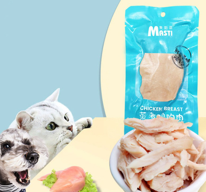 Ức gà hấp ăn liền cho chó mèo MASTI/ PET SNACK/ REAL CHICKEN gói 40g