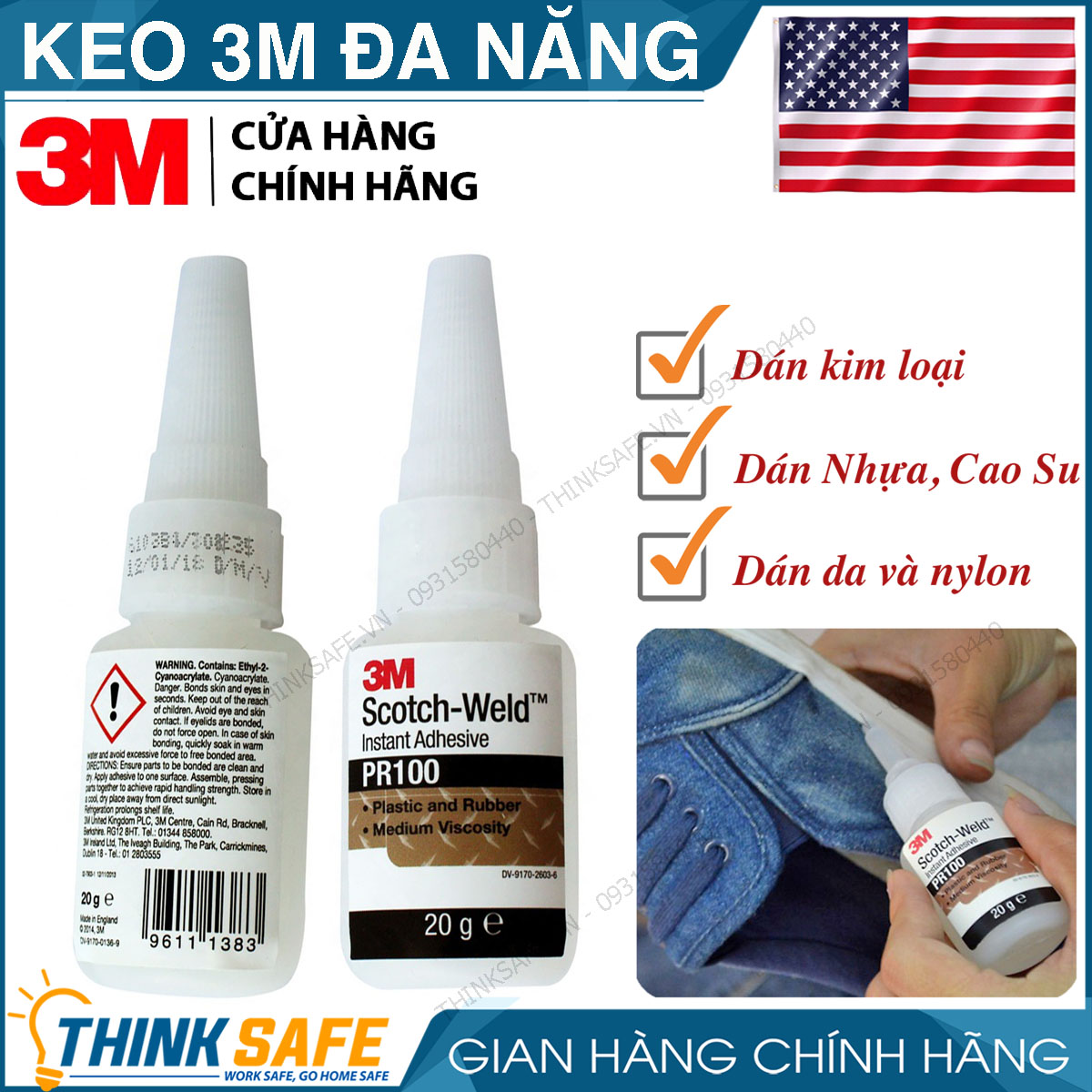 Glue multi-purpose super adhesive 3m PR100 Scotch weld 20g, ultra Super Glue durable swifter dry easy-to-use, đăc distinct non-white, no thermal-protective thinksafe