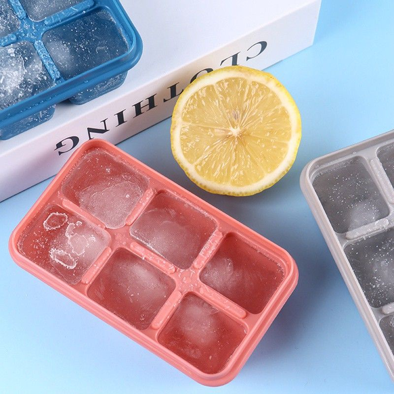 Combo of 4 6-Cell Silicone Ice Trays with Lids