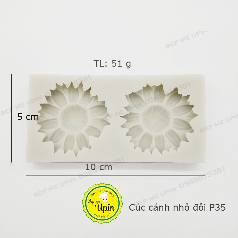 khuôn silicone hoa cúc cánh nhỏ đôi