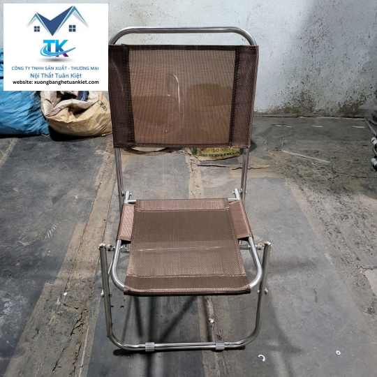 [ siêu thoáng - nhẹ gọn] ghế xếp inox vải lưới lưng thấp