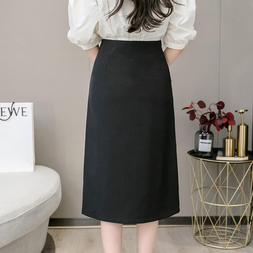 Chân váy công sở dài phối 3 cúc