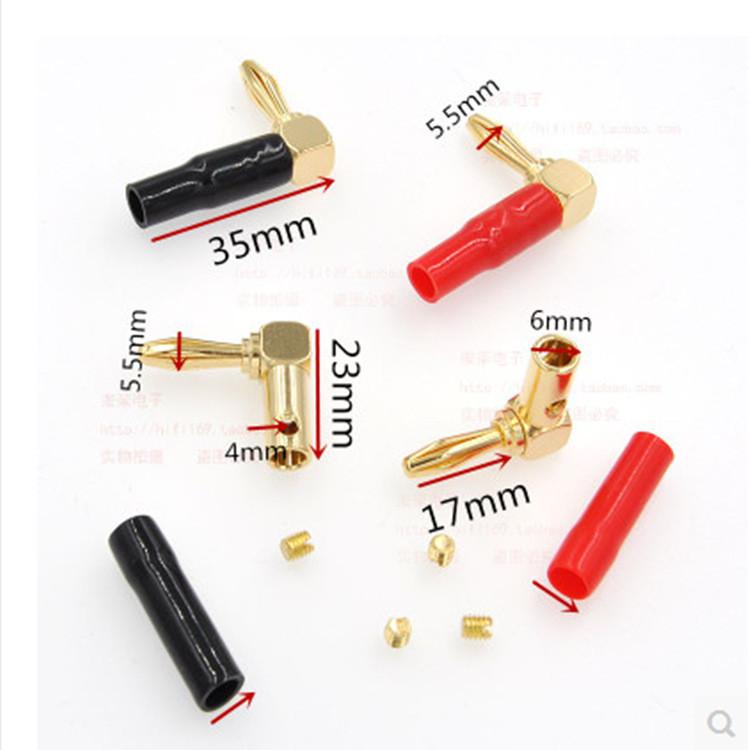 Combo Jack loa cong bắp chuối vàng 2 cặp gồm 4 cái (đỏ, đen)