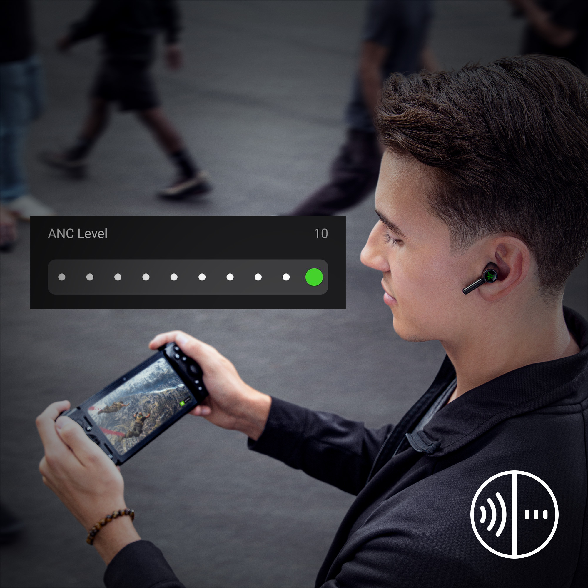 Razer Hammerhead Pro HyperSpeed True Wireless Gaming Earbuds with Razer Chroma™ RGB, Bluetooth (Tai nghe Bluetooth) | Adjustable ANC | Fast Wireless Charging Case | 30 Hr Battery | Bluetoot