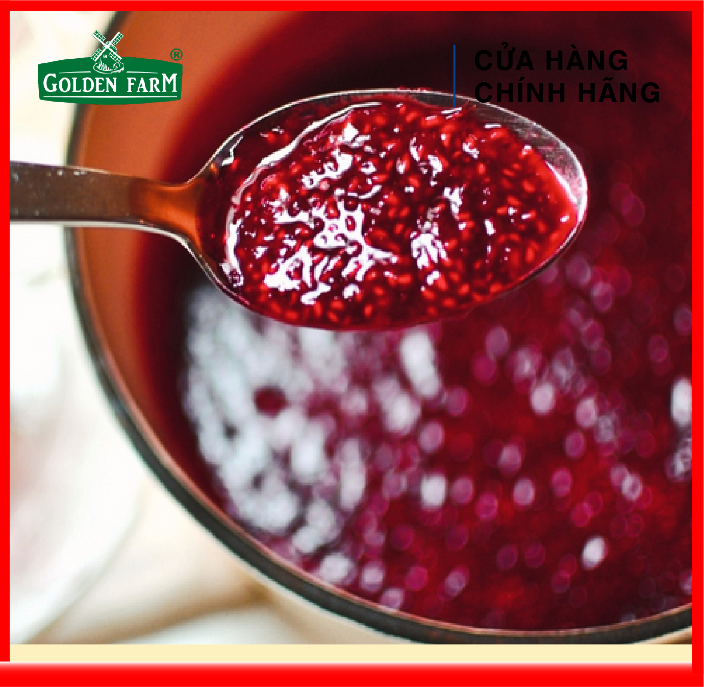 [HOÀN TIỀN MAX 10%][ HÀNG CÔNG TY ] Mứt Phúc Bồn Tử Cao Cấp Golden Farm - Raspberry Jam