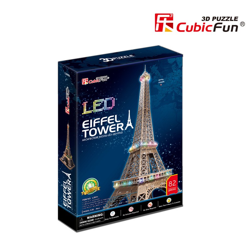 Mô hình giấy 3D CubicFun - Led tháp Eiffel - - Kiến trúc có đèn led