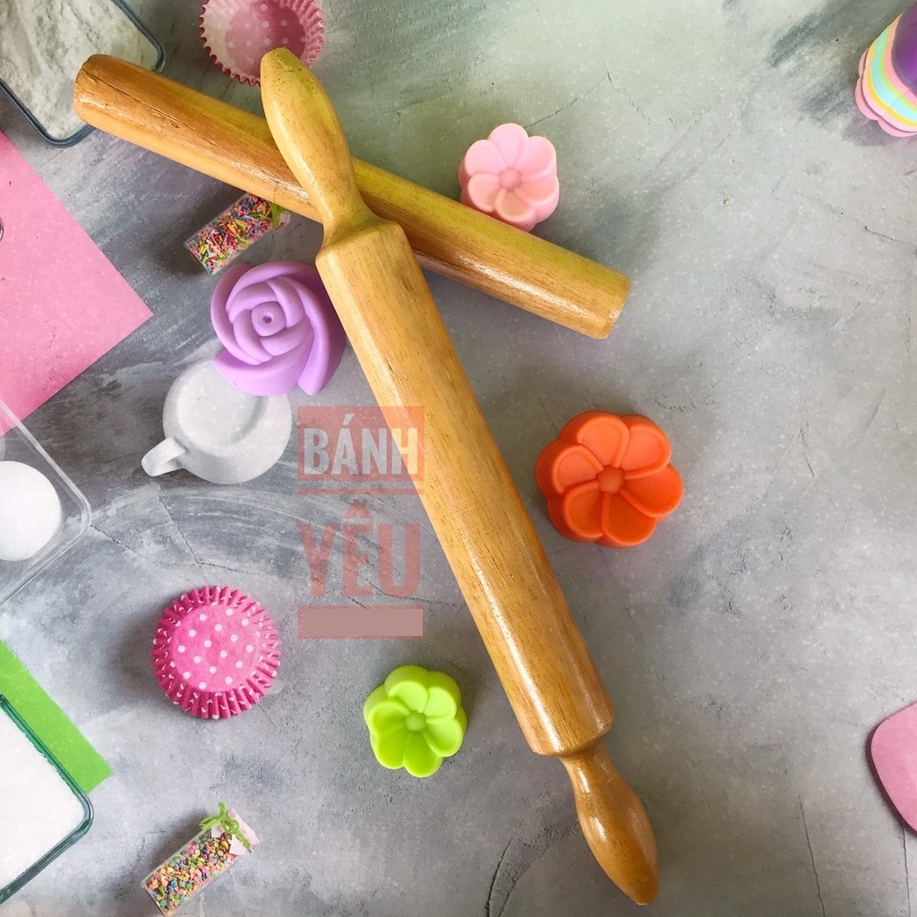 Cây lăn bột ( cán bột ) gỗ xà cừ dụng cụ làm bánh
