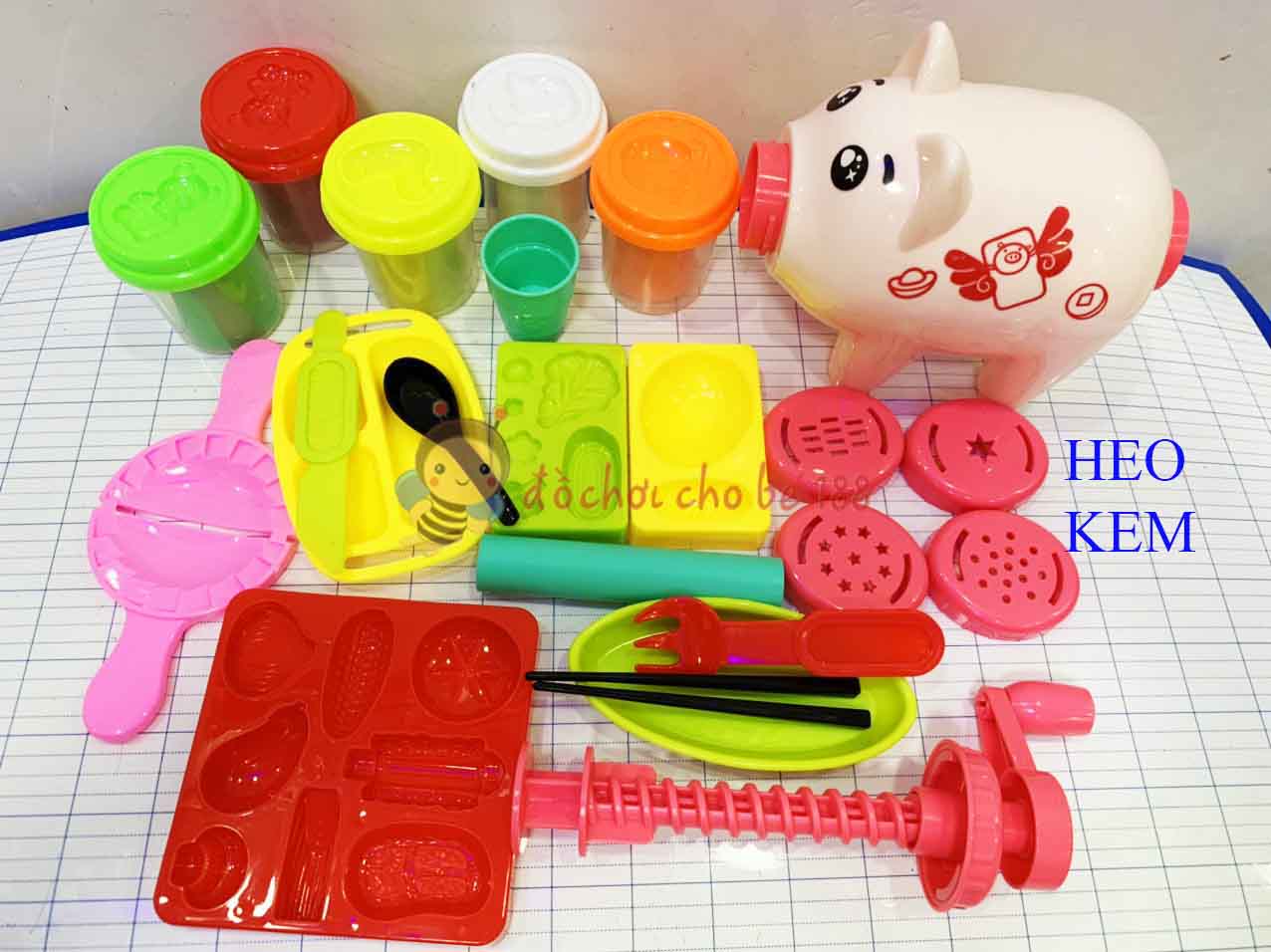 Đồ chơi đất nặn đất sét chú heo, bò, chó làm mì