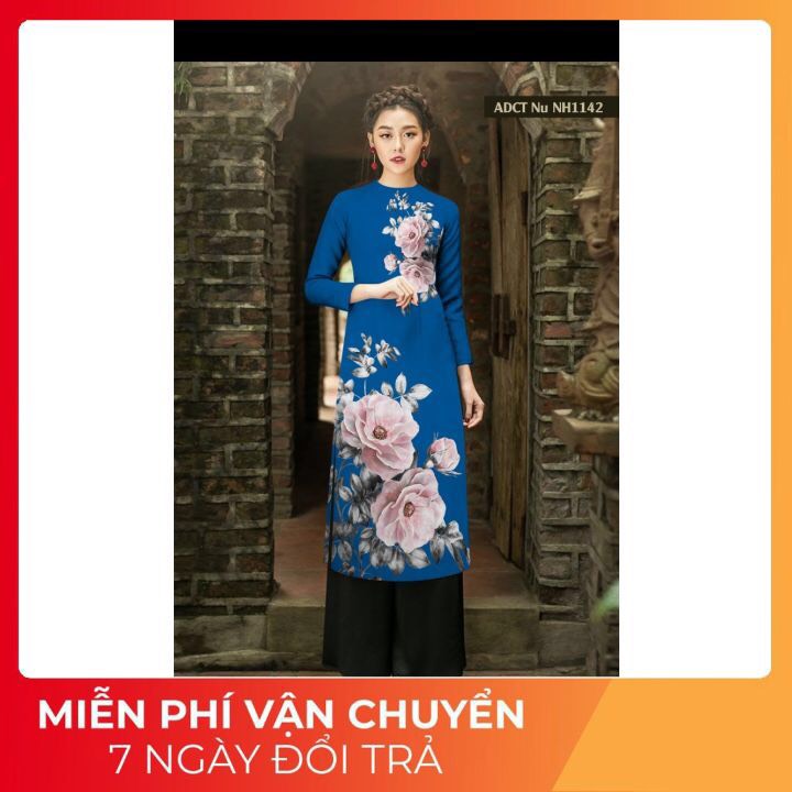 [BÃO SALE] Áo Dài Cách Tân Lụa Nhật IN HOA, Mẫu Siêu Xinh