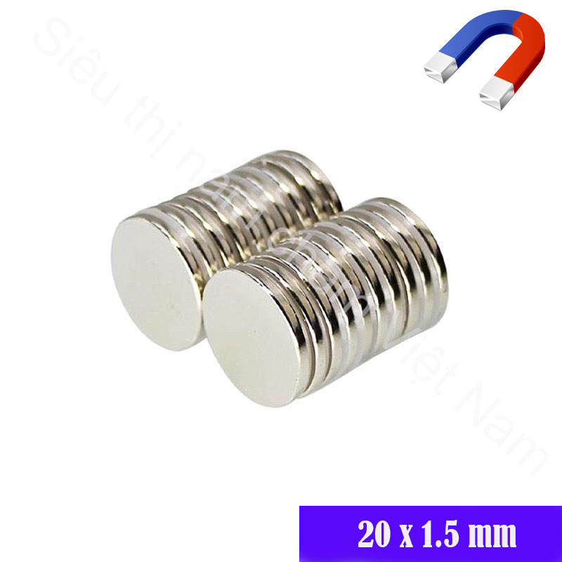 Nam châm đất hiếm kích thước 20x1.5mm (set 10v), nam châm siêu mạnh