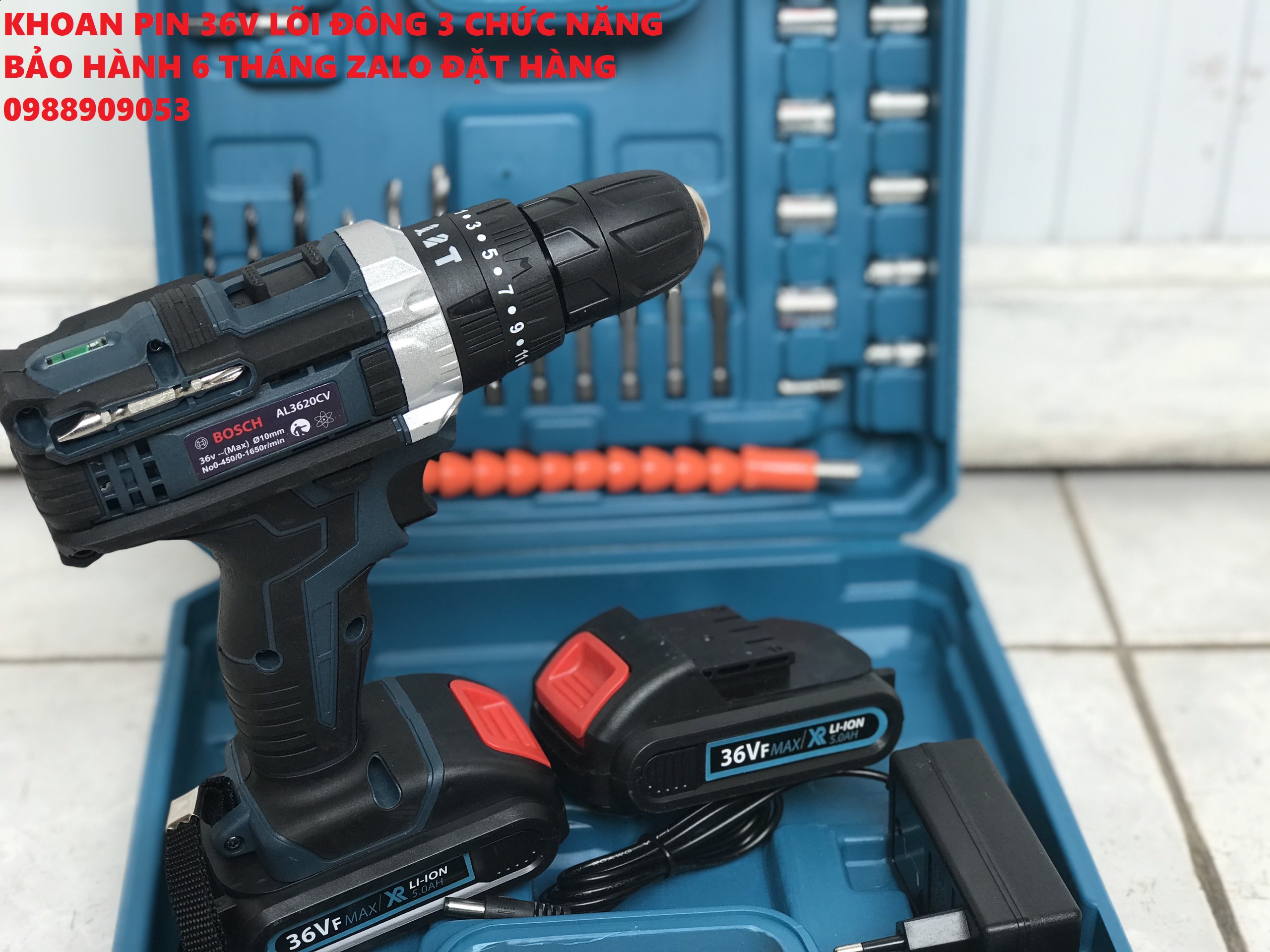 Máy khoan pin 36v 2pin kèm phụ kiện