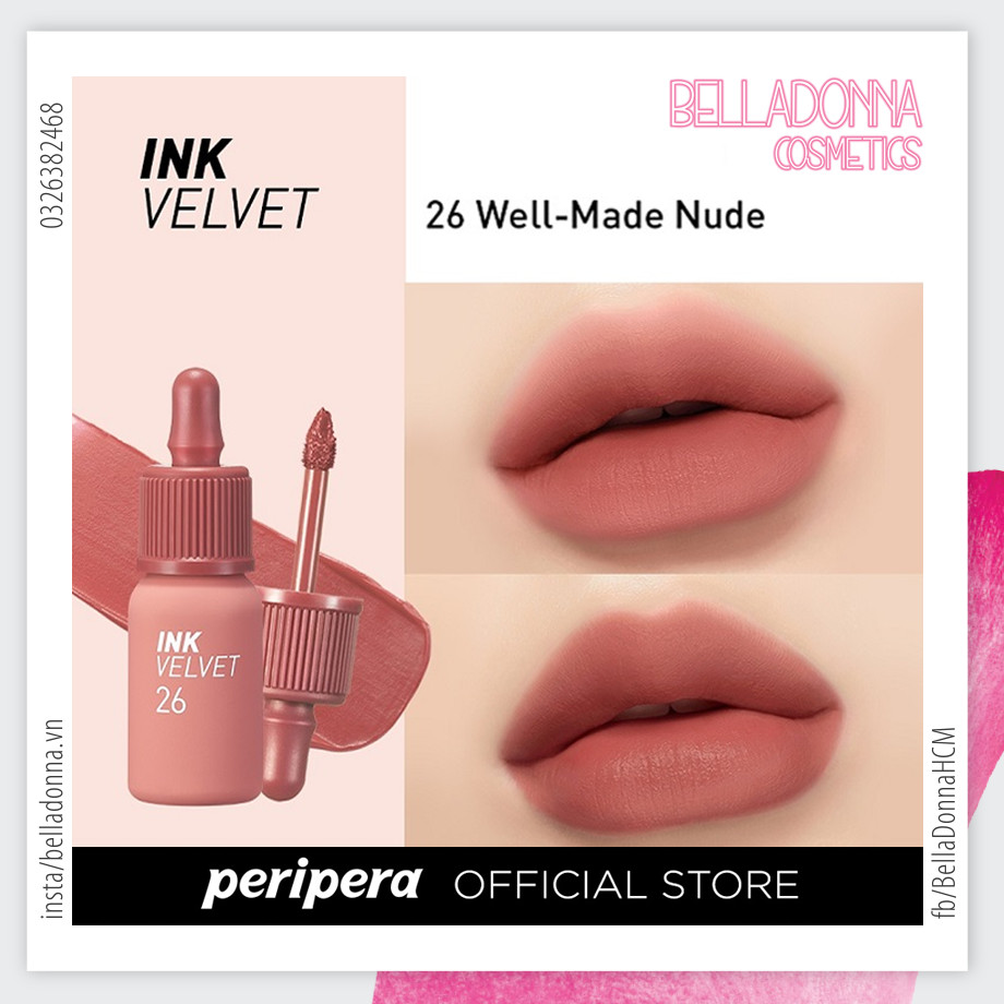 Son kem lì peripera ink velvet nude 4g #26 well-made nude - màu cam hồng trà sữa