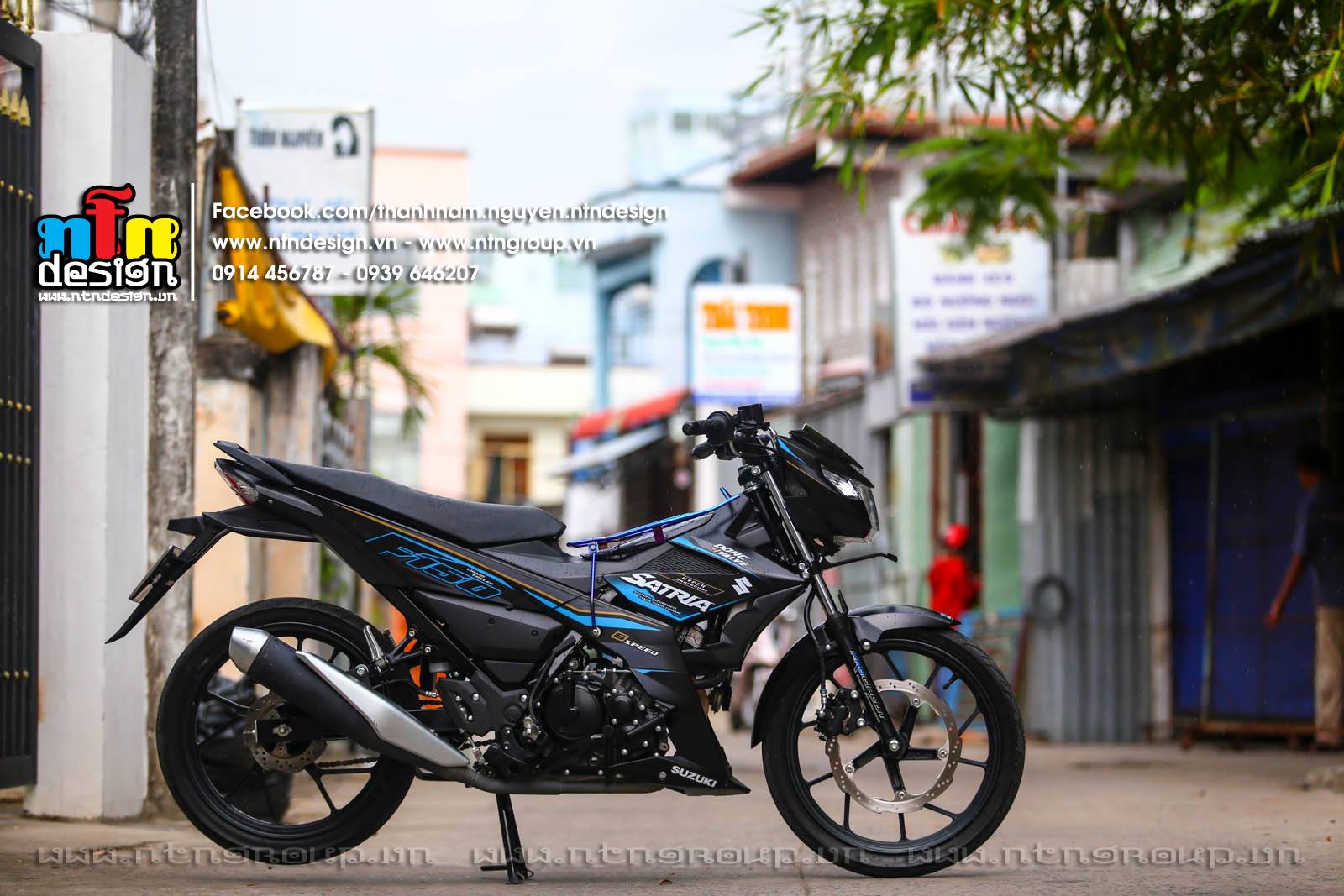 Tem Rời Dán Xe Raider FI Mẫu Xanh Đen Xám Cực Chất, Hàng 3 Lớp Chất Lượng Cao