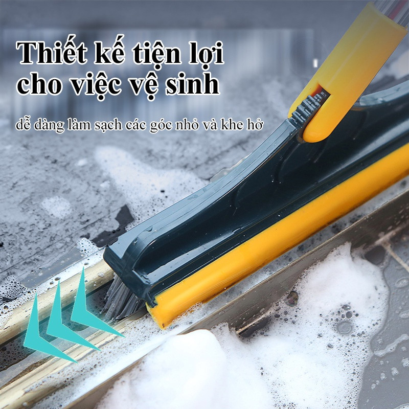 Chổi Chà Sàn Nhà Tắm Thông Minh Thiết Kế 2 Đầu Gạt Nước Và Đầu Chổi Xoay 120 Độ Cọ Sạch Khe Hẹp Và Góc Tường