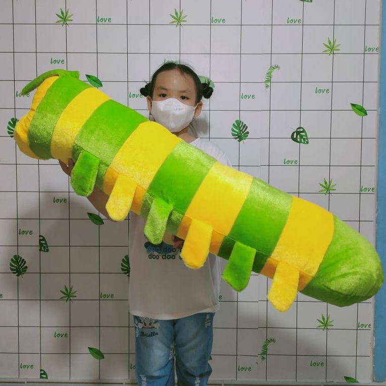 Gối ôm sâu lớn gấu bông sâu lông dễ thương cho bé 100% gòn mịn ảnh thật