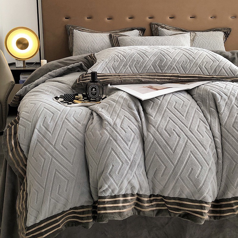 Bộ chăn ga nỉ Hlhome bedding dệt hình thoi siêu mịn