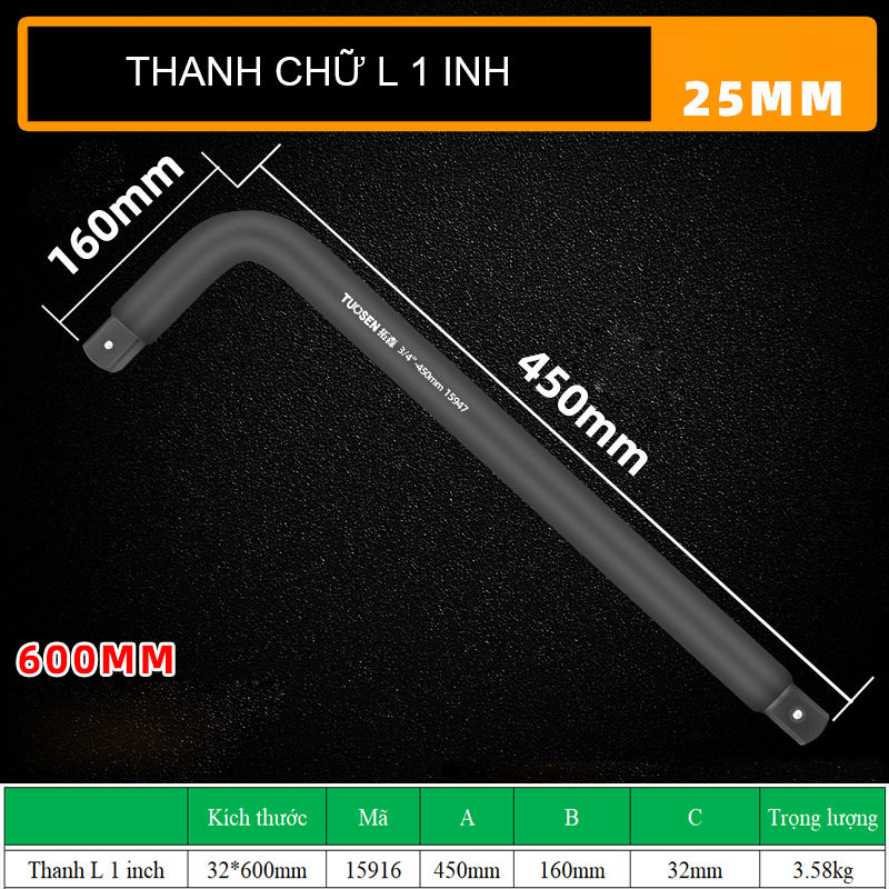 Cần siết chữ L, tay siết lực cong dạng chữ L vặn đầu tuýp, đầu khẩu, vặn đai ốc TUOSEN (1 inch và 3/4inch) - Dạng thẳng và cong