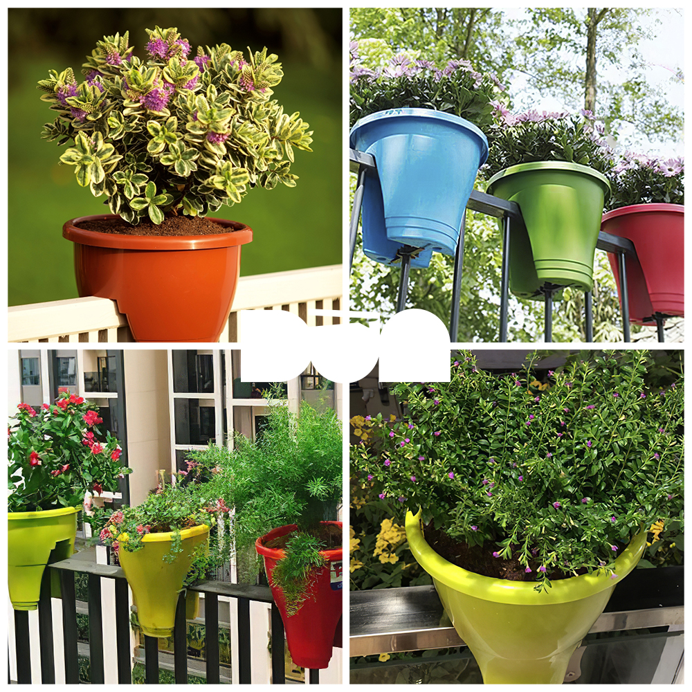 [Nhựa Tashuan] Chậu hoa lan can màu xanh TS4117