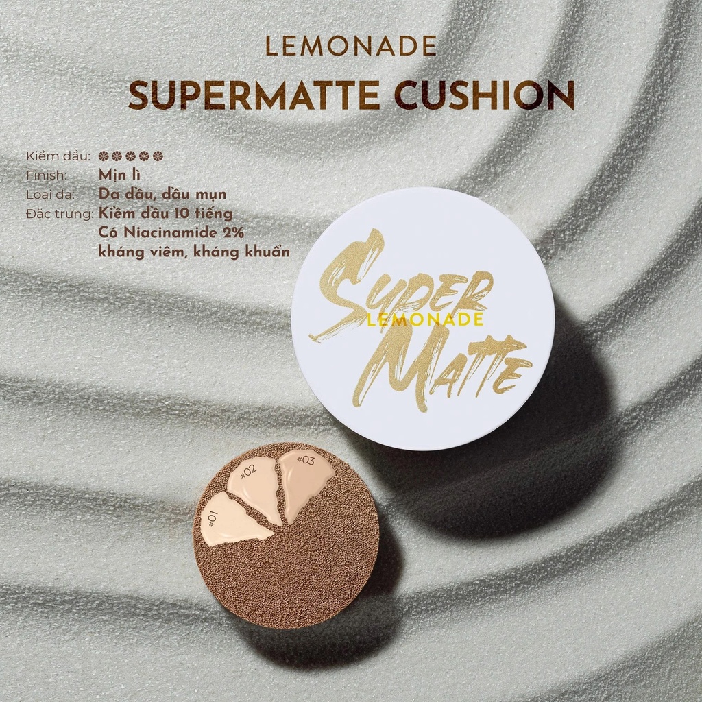 [FREESHIP]-Phấn nước kiềm dầu Supermatte cushion Lemonade