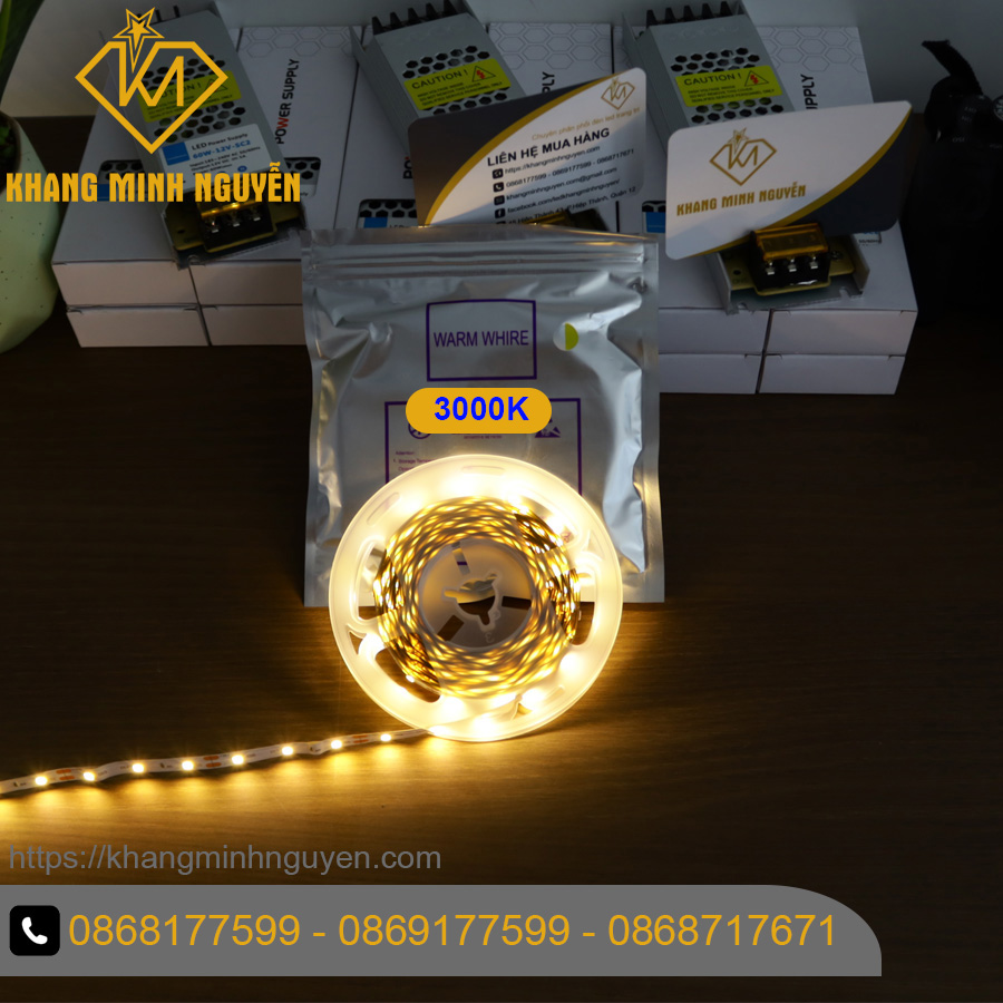 Đèn dây LED SMD 2835 12v 60 mắt/mét cuộn 5m