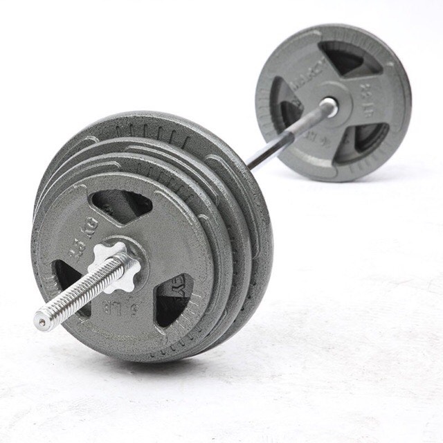 Bộ 40kg Tạ Gang + 1 Đòn Dài 1m5 (2 Miếng 10Kg, 4 Miếng 5Kg)