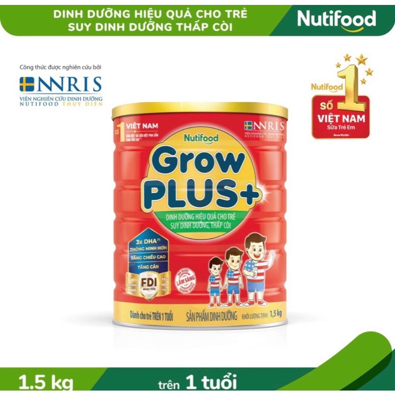 (MUA 2 LON TẶNG 1 GẤU BÔNG) Sữa Nutifood Grow Plus Đỏ 1.5kg (Date 8/2024)