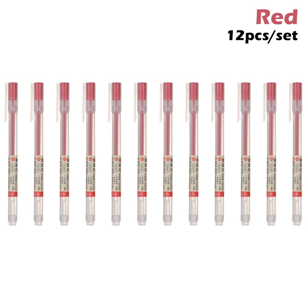 12 Pcs/Set MUJI Style Frosted Rod Transparent Gel Pen 0.5mm Black Blue Red Ink Pen Maker Pen Student Exam Writing Tool Stationery School Office Supplies