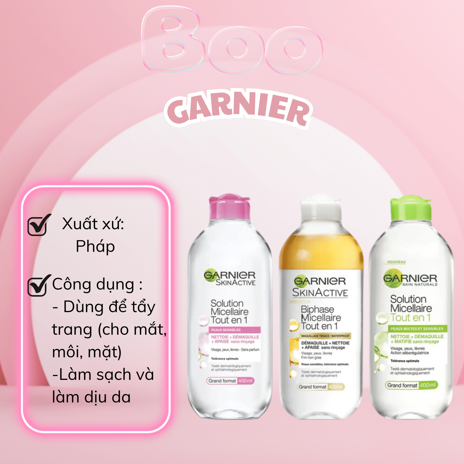 Nước Tẩy Trang Dịu Nhẹ Sạch Sâu Garnier 400ml