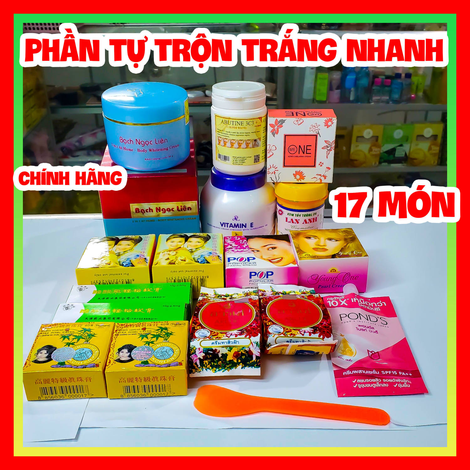 Combo kem Spa tự trộn 17 món Bạch Ngọc Liên trắng cấp tốc không bết rít cho da trắng mịn màng