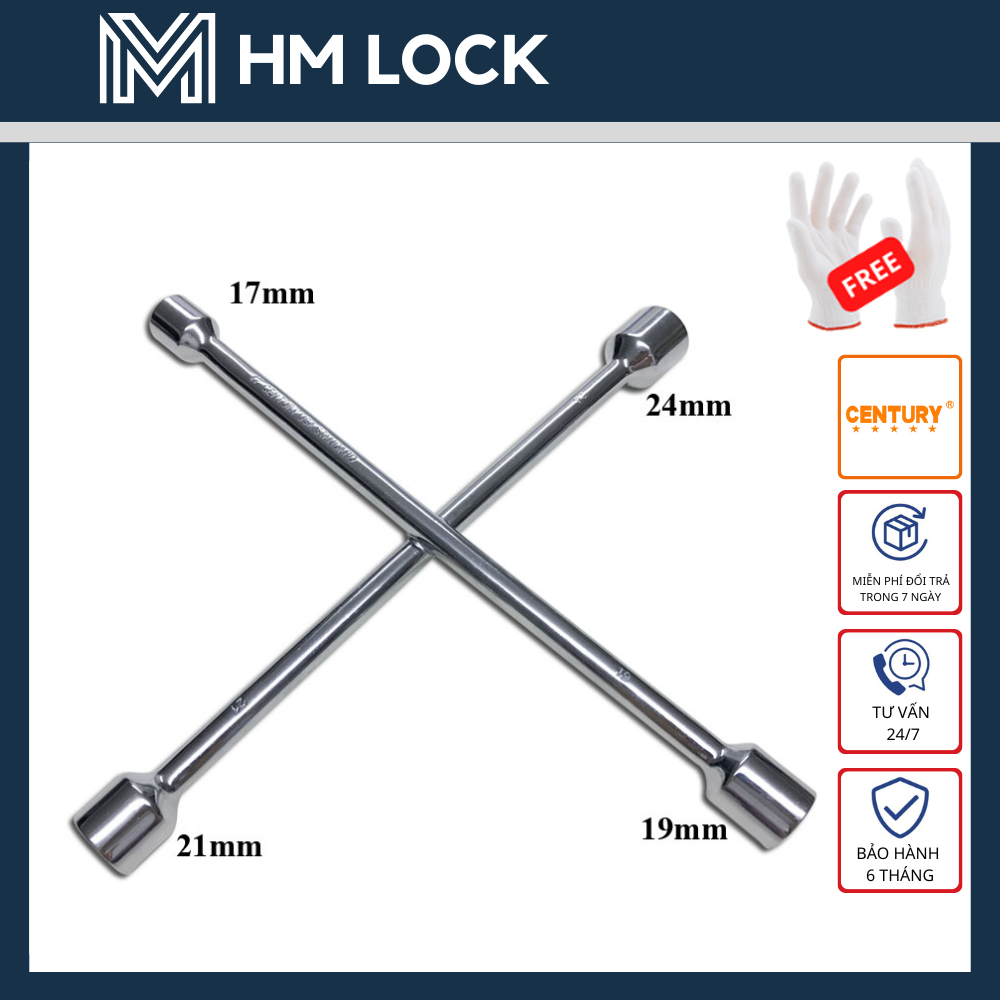 Cần siết bulong chữ thập century 14 inch - thép cr-v siêu cứng, không gỉ cao cấp - hm lock