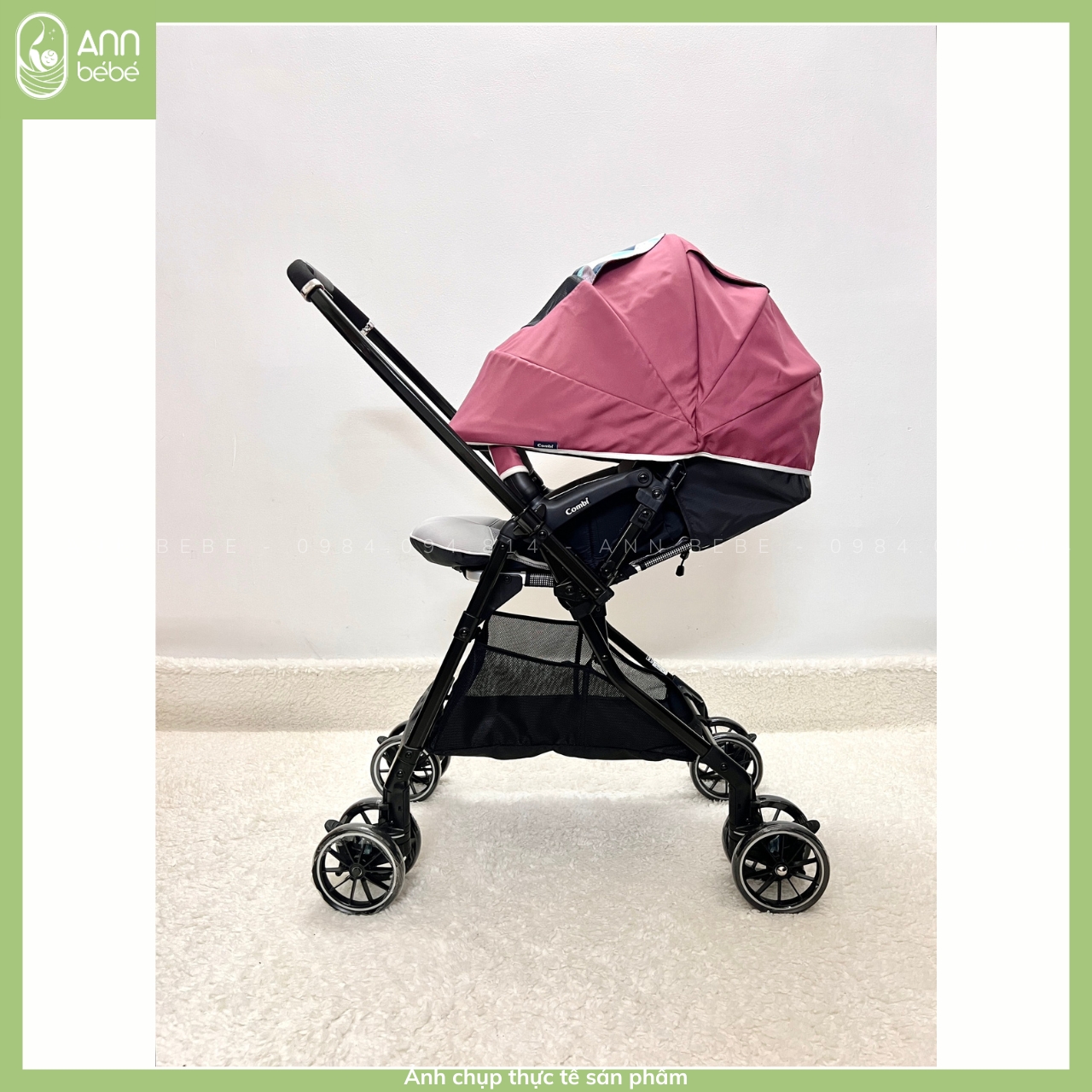 Xe Đẩy Combi Sugocal Light 4cas màu Hồng ANNBEBE