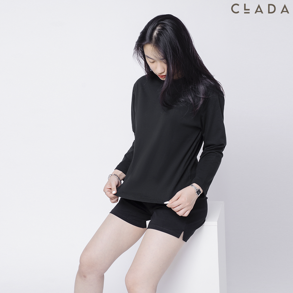 Áo Dài Tay Cotton thương hiệu CLADA Essential - Đen